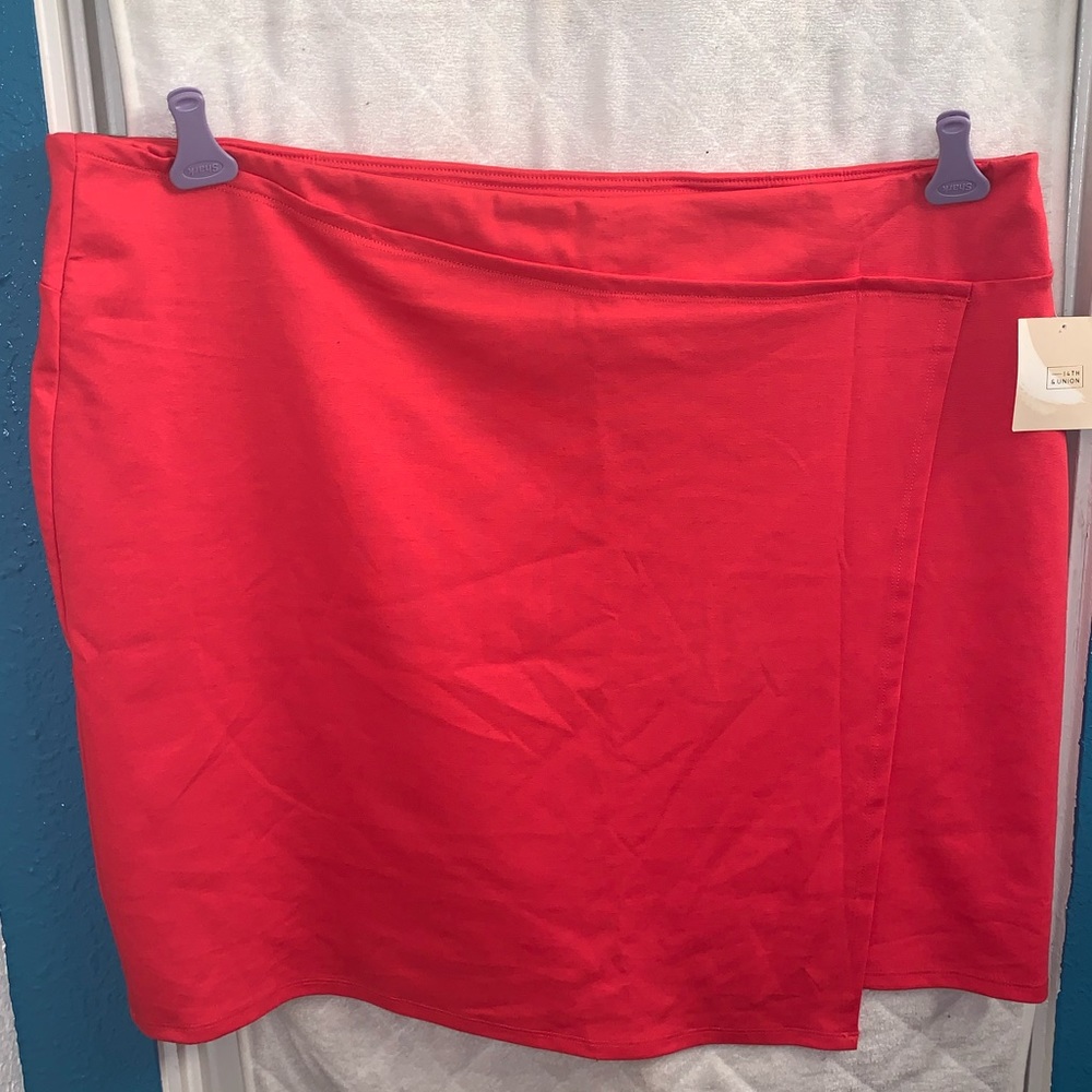 Plus Size 14th & Union Dark Coral Wrap Skirt